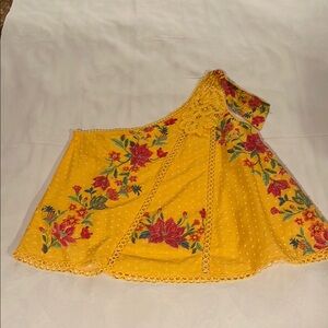 NWOT Farm Rio One Shoulder Vibrant Yellow Floral Top Size L